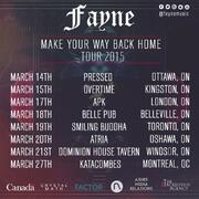 Tour Dates Updated! Fayne Announce Ontario/ Quebec Make Your Way Back Home Tour