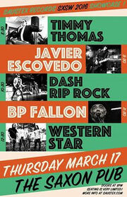 Saustex Official SXSW Showcase Announced - Timmy Thomas, Javier Escovedo, Dash Rip Rock, BP Fallon & Western Star To Rock The Saxon Pub On March 17, 2016