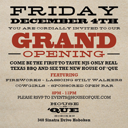 House Of 'Que To Host Grand Opening Celebration On December 4, 2015