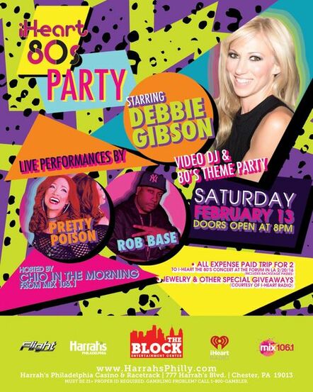 "iHeart The 80s" Show On February 13th To Star Debbie Gibson Along With Guest Performances By Rob Base & Pretty Poison