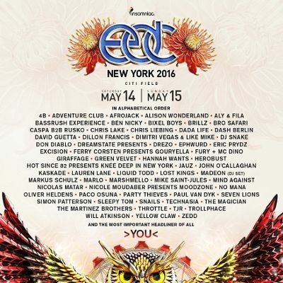 Insomniac Reveals Epic Artist Lineup For 5th Annual Electric Daisy Carnival, New York Festival Returns To Iconic Citi Field May 14-15, 2016