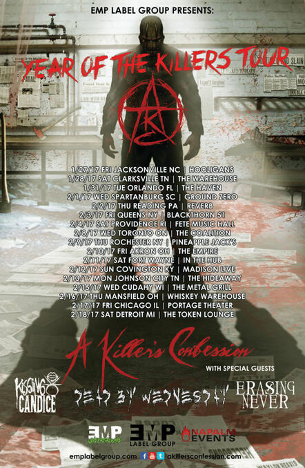 A Killer's Confession Featuring Waylon Reavis Announce 'Year Of The Killers' Tour With Kissing Candice, Dead By Wednesday, Erasing Never