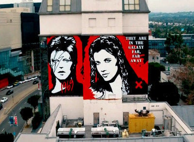 Entertainment Legends David Bowie & Carrie Fisher Memorialized In West Hollywood Murals