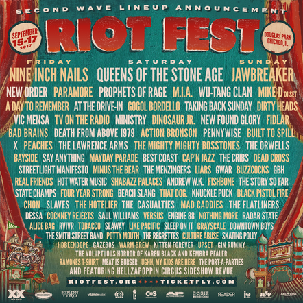Riot Fest Announces 2nd Wave Artists: At The Drive-in, Cap'n Jazz, Best Coast, Cockney Rejects And More
