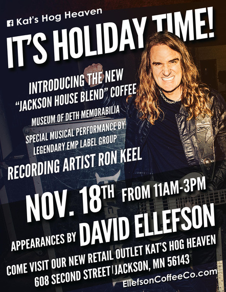 David Ellefson Returns To Jackson Minnesota For End Of Year Party At New Ellefson Coffee Co Retailer And Launches New Blend