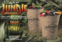 Wayback Burgers Announces Jumanji: Welcome To The Jungle Partnership With Jungle Crumble Milkshake, Free Wayback Classic Burger Coupons