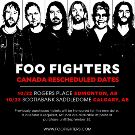 Foo Fighters Reschedule Two Canadian Shows Due To Illness