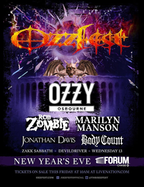 Additional Details Announced For OzzFest New Year's Eve Los Angeles Spectacular