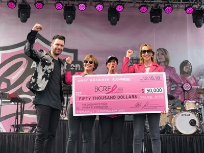 Multi-Platinum Recording Artist, Andy Grammer And Autonation Present Check To The Breast Cancer Research Foundation At The 2018 Autonation Cure Bowl