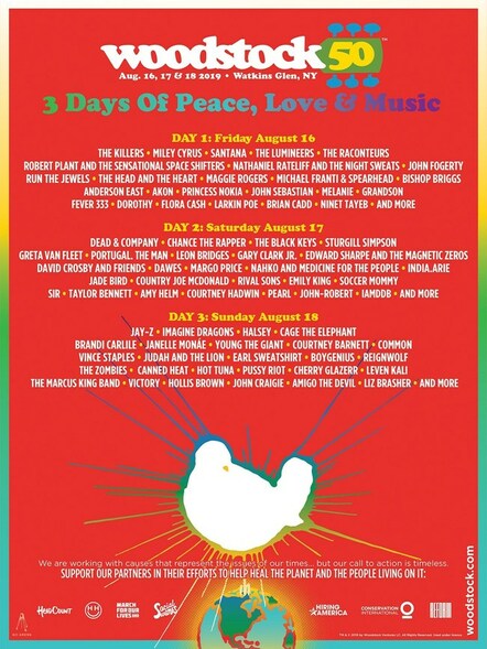 Woodstock 50 Music And Arts Fair Announces Massive 2019 Lineup: More Than 80 Performances For A New Generation Of Festival Fans