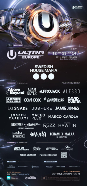 Ultra Europe Announces Phase Three Lineup