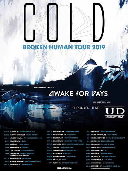 Awake For Days Announce Main Support On Cold's Broken Human Tour