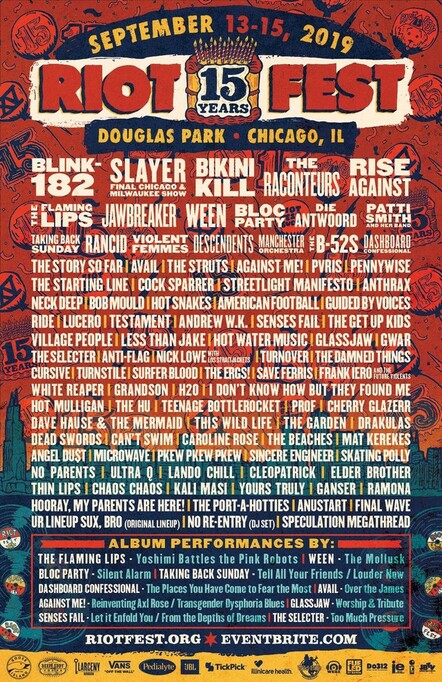 Riot Fest Announces 2019 Daily Lineup!