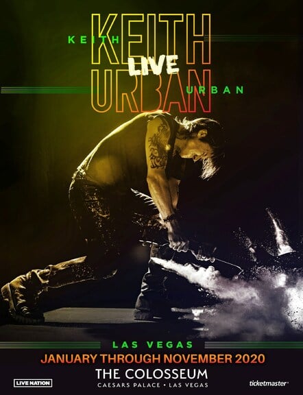 Keith Urban Live - Las Vegas To Play 12 Concerts At The Colosseum At Caesars Palace In 2020