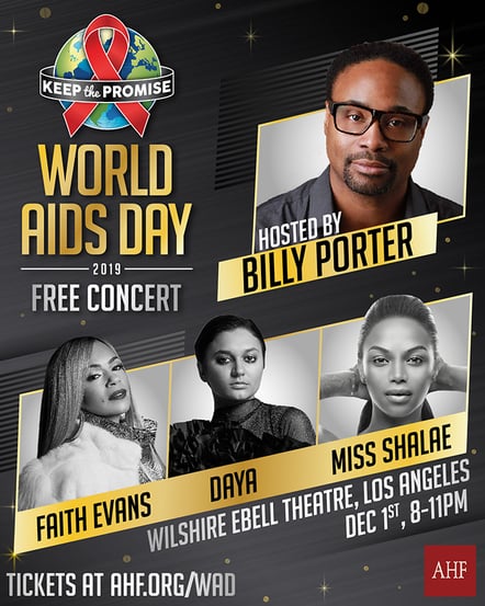 Emmy Award-Winner Billy Porter To Host 2019 World AIDS Day Concert With Faith Evans, Daya & Miss Shalae