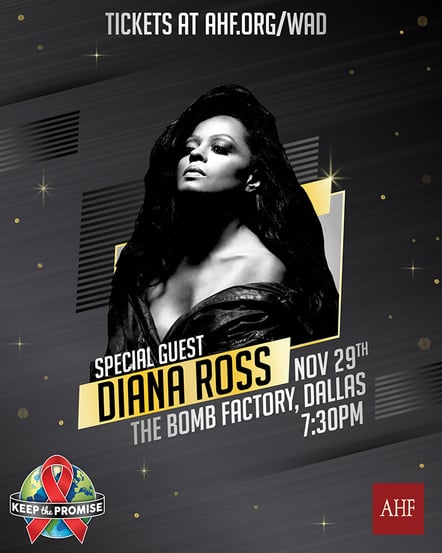 Diana Ross To Star In Free World AIDS Day Concert In Dallas On November 29, 2019