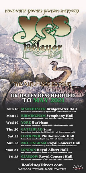 YES Announces Re-Scheduled UK & Eire Tour Dates For May 2021