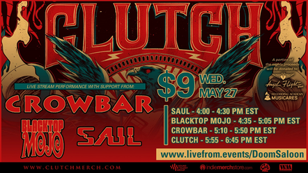 Clutch News- Tickets On Sale Now For Clutch's "Live From The Doom Saloon Volume 1"