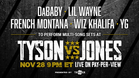 DaBaby, Lil Wayne, French Montana, Wiz Khalifa & YG Set To Performâ€¯ As Part Of Mike Tyson Vs. Roy Jones Jr. Event On November 28, 2020