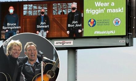 Bruce Springsteen, Jon Bon Jovi & Jon Stewart Encourage People Of New Jersey To 'Wear A Friggin' Mask!'