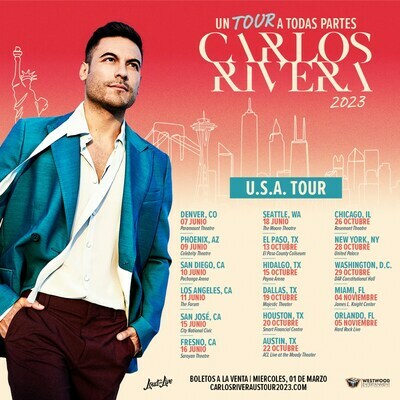 Carlos Rivera Hits The Road This Summer With "Un Tour A Todas Partes" Throughout The United States
