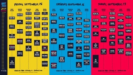 Riot Fest Announces Hourly Schedules Sept 15-17, At Douglass Park In Chicago