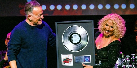 Bruce Springsteen Presents Platinum Award To Darlene Love At Her 'Love For The Holidays' Concert At The Town Hall