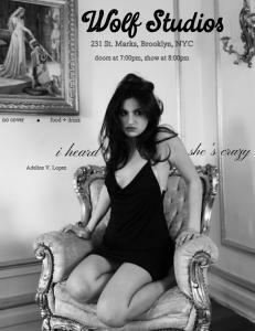 Adeline V. Lopez To Perform Her Recently-Released EP "I Heard She's Crazy" At Wolf Studios In Brooklyn