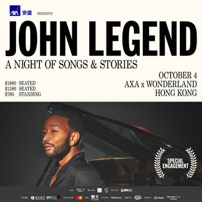 12-Time Grammy Winner John Legend Will Bring His Concert 'An Evening With John Legend' To Hong Kong This Fall!