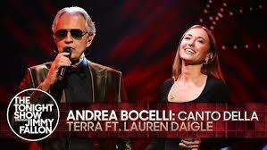 Andrea Bocelli & Lauren Daigle Perform 'Canto Della Terra' On The Tonight Show