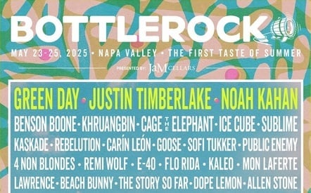 Green Day, Justin Timberlake, And Noah Kahan To Headline Bottlerock Napa Valley