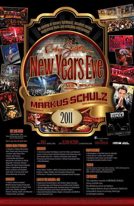 Ruby Skye San Francisco To Celebrate New Year's Eve 2011 With International Dj Markus Schulz, Aerial Acrobatics, And The City's Largest Balloon Drop