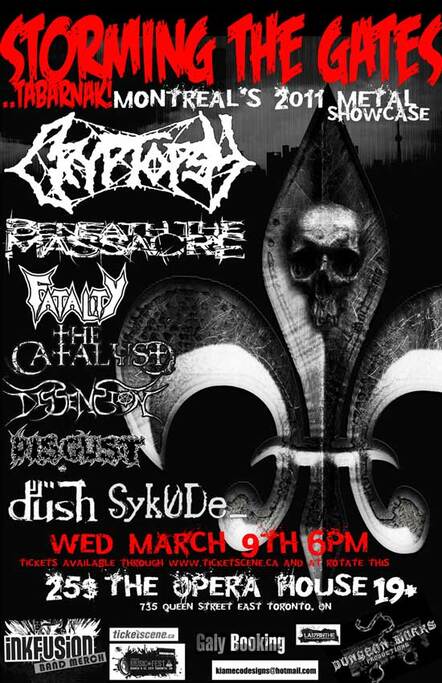 Canadian Music Week - Cryptopsy, Beneath The Massacre - March 9th - Montreal Metal Storms The Gates