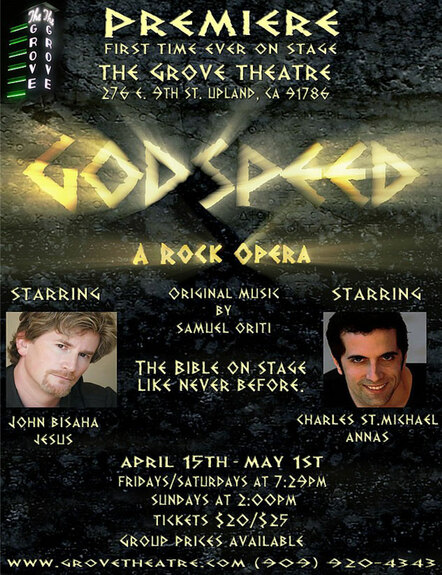 World Premiere Of Godspeed - A New Rock Opera About The Life Of Jesus Opening 4/15 At The Grove Theatre, Upland