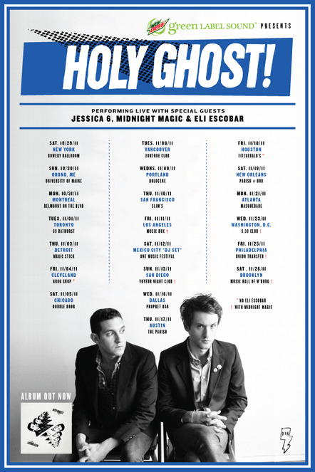 Holy Ghost! National Tour Starts Saturday, Single Out Today With Free MP3