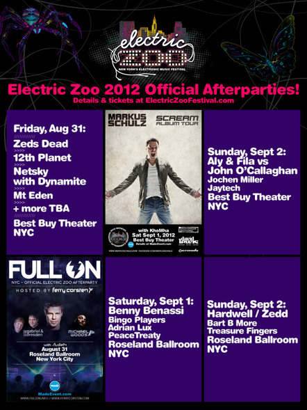 Electric Zoo 2012 Official Afterparties