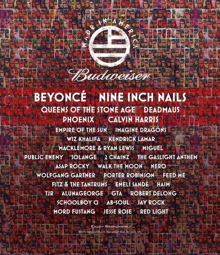 Beyonce & Nine Inch Nails Headline 'Budweiser Made In America' Music Festival In Philadelphia Labor Day Weekend