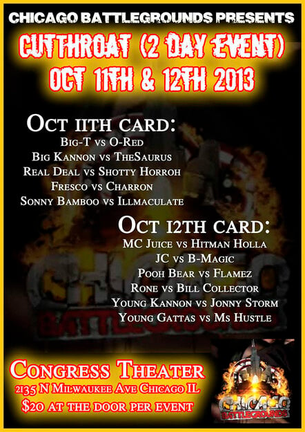 Chicago Hip Hop Battle Card For October (Return Of MC Juice)