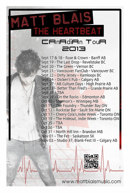 Rocker Matt Blais Confirms Additional Shows At Indie Week; New Canadian Dates For 'The Heartbeat Tour'; New Music Video 'Goodbye Sunshine'